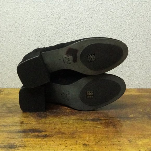 Eileen Fisher Black Suede Ankle Boots Womens 7 - Picture 6 of 7